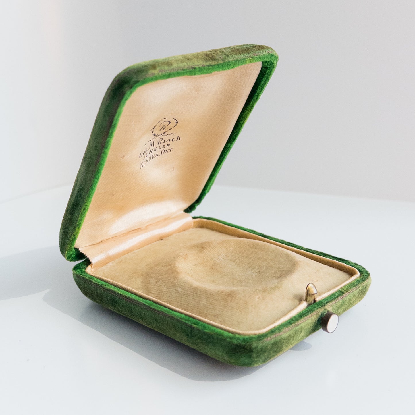 Antique Green Velvet Pocket Watch Box