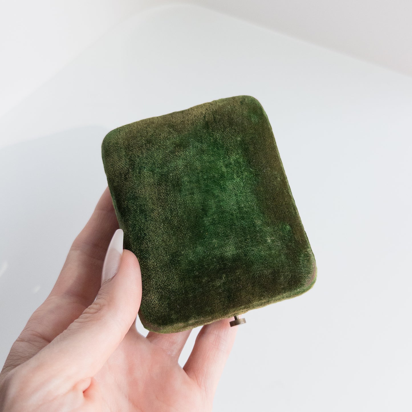 Antique Green Velvet Pocket Watch Box