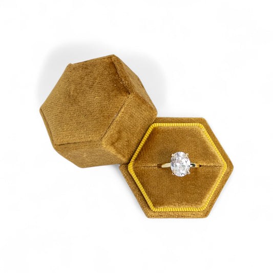 Hexagon Velvet Single Ring Box