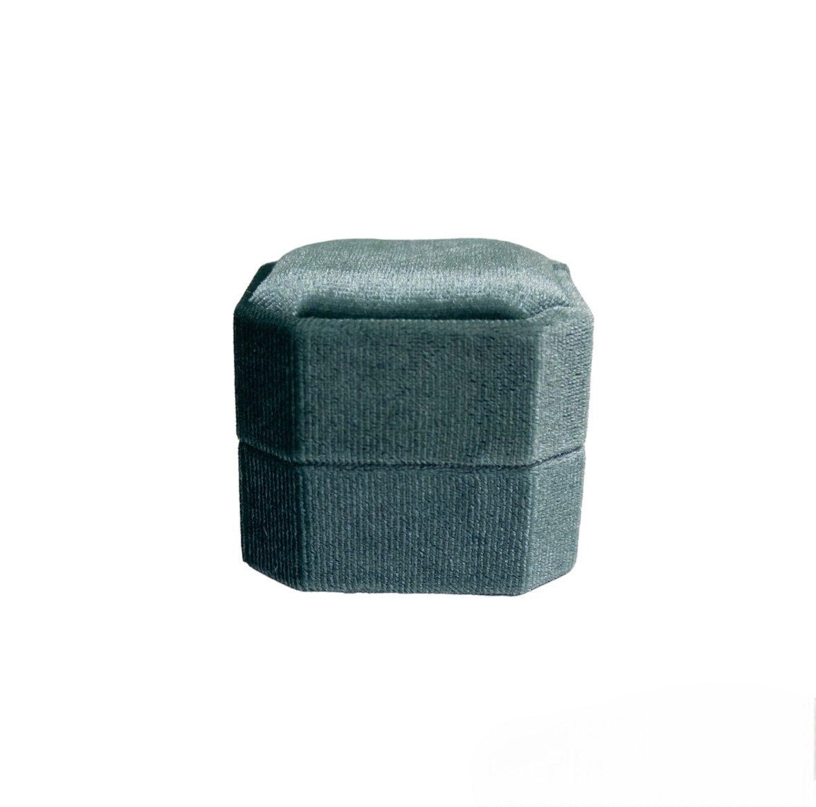 Teal Velvet Single Ring Box with Lid