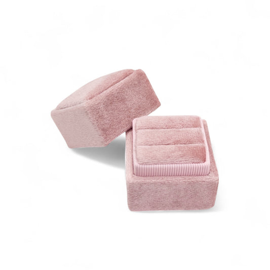 Square Velvet Ring Box - Double