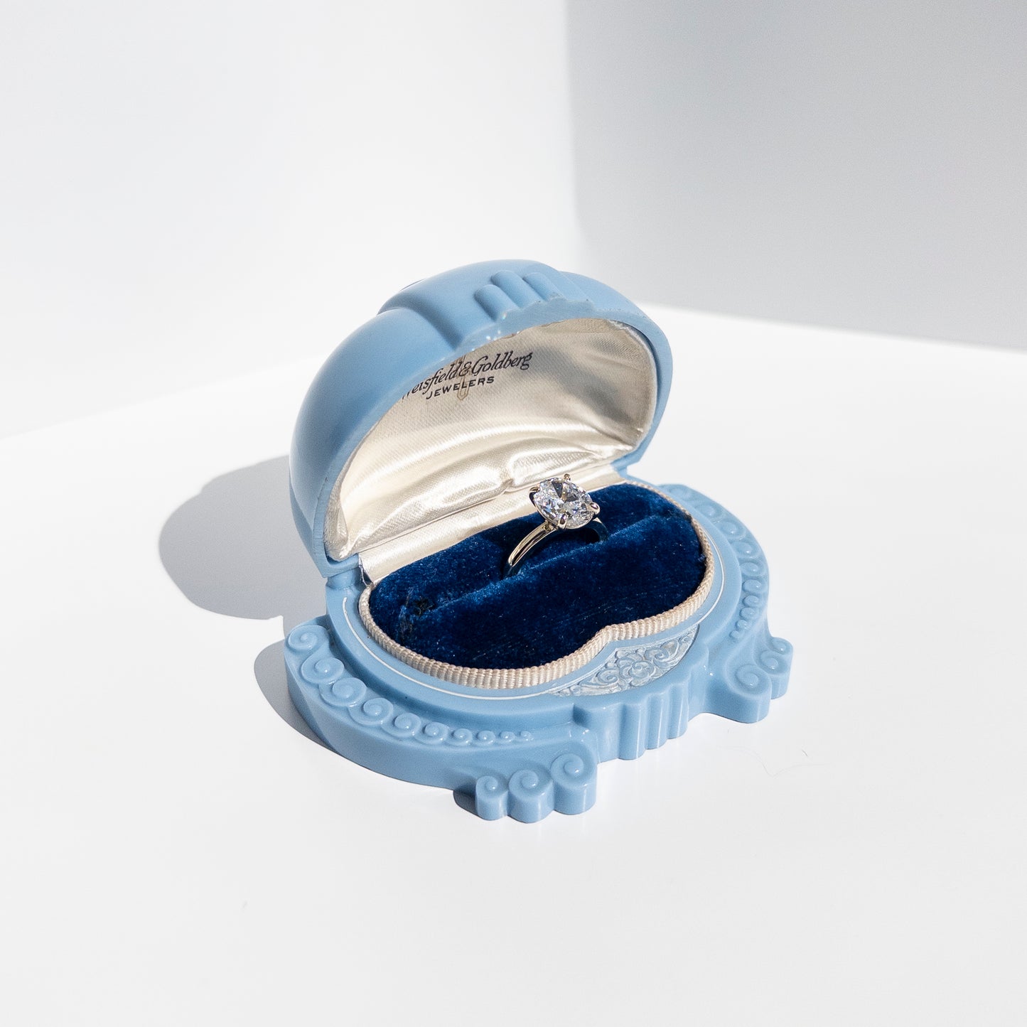 Vintage Blue Celluloid Ring Box