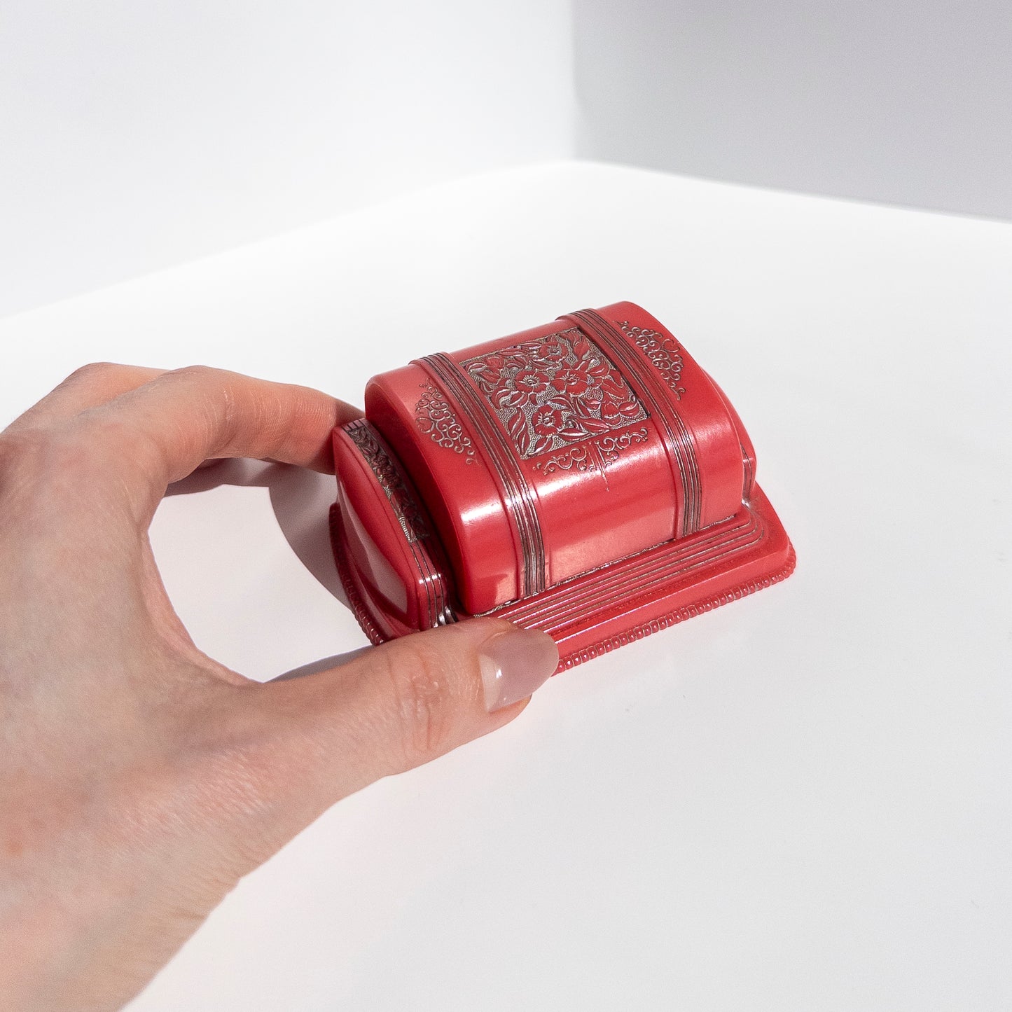 Vintage Celluloid Double Ring Box