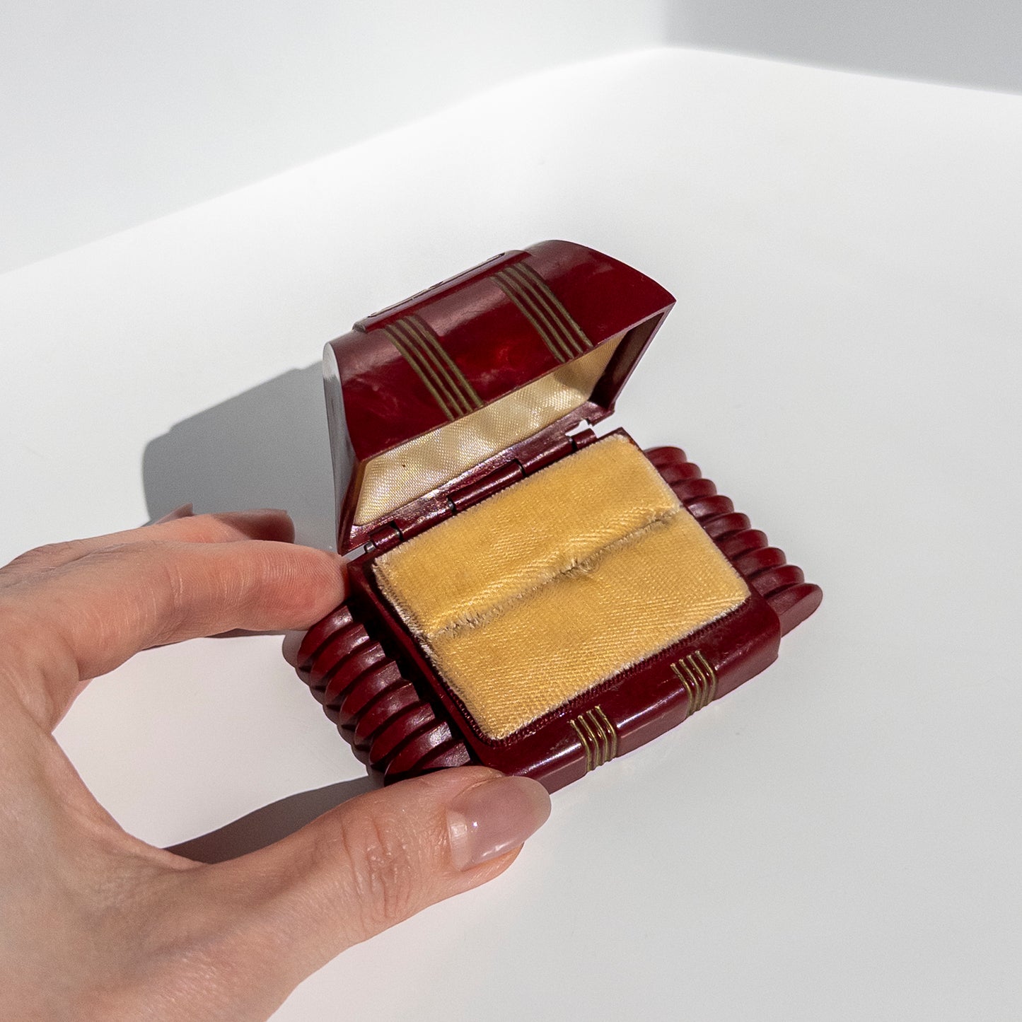 Art Deco Red Celluloid Ring Box