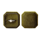 Moss Green Velvet Single Ring Box with Lid