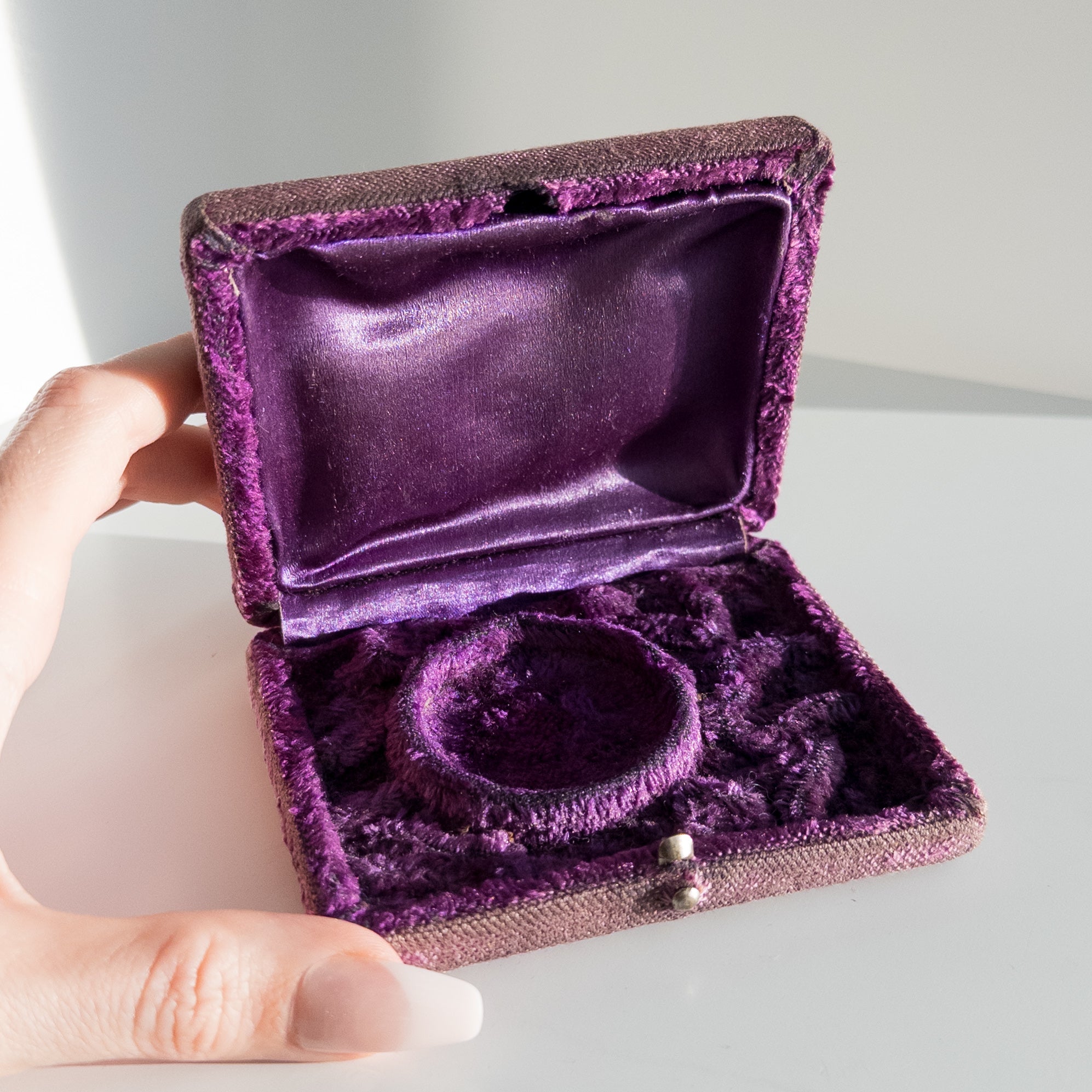Antique Purple Velvet Pocket Watch Box