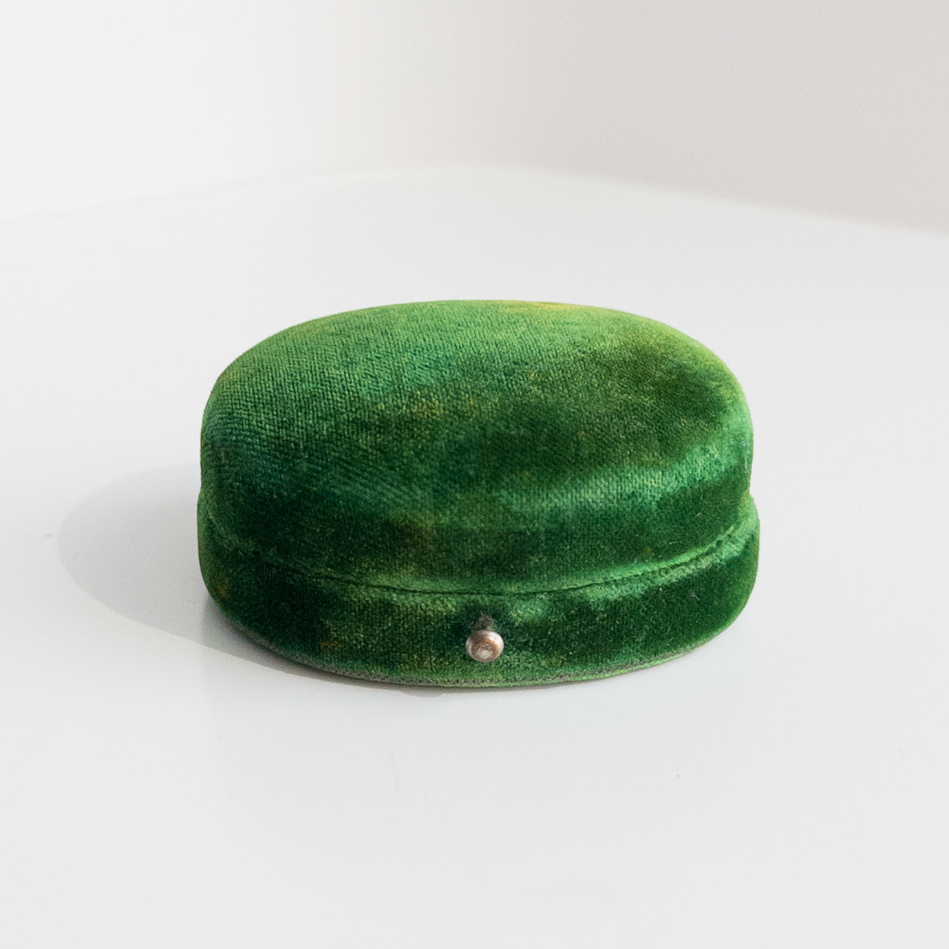 Antique Green Velvet Pin Box