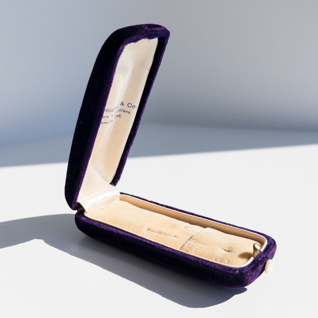 Antique Dark Purple Velvet Pin Box
