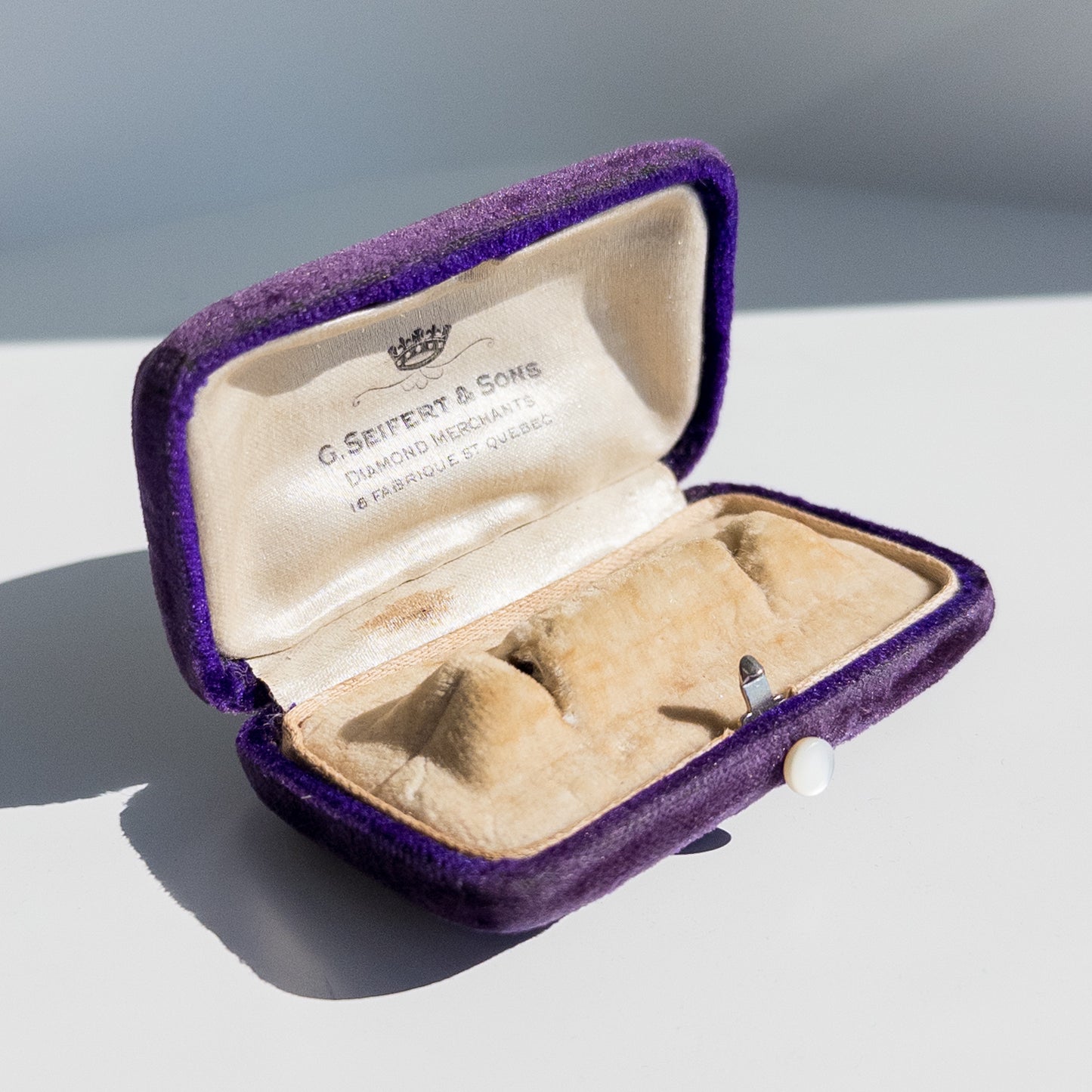 Antique Purple Velvet Cufflink Box