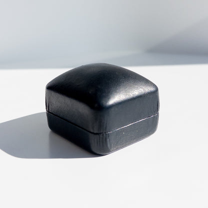 Antique Black Faux Leather Ring Box