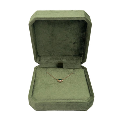 Olive Green Cut Corner Square Hinged Velvet Necklace Box