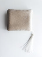 Cream Velvet Ring Box with Tassel
