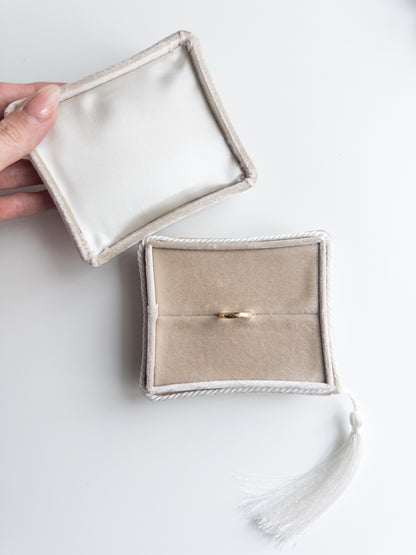 Cream Velvet Box with Tassel - Rectangle