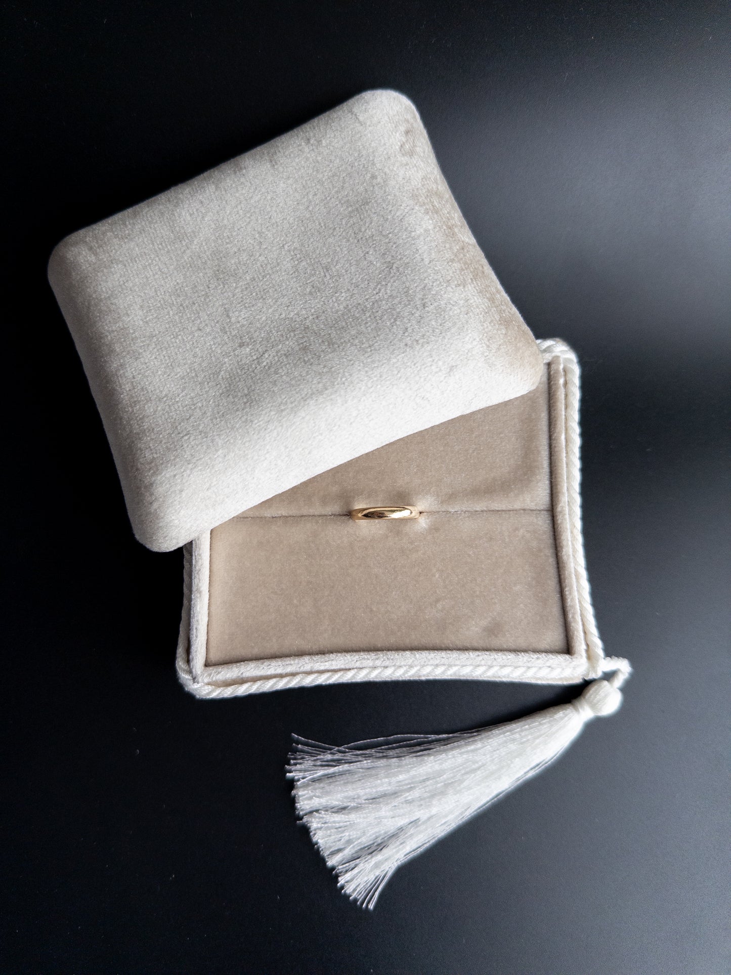 Cream Velvet Box with Tassel - Rectangle