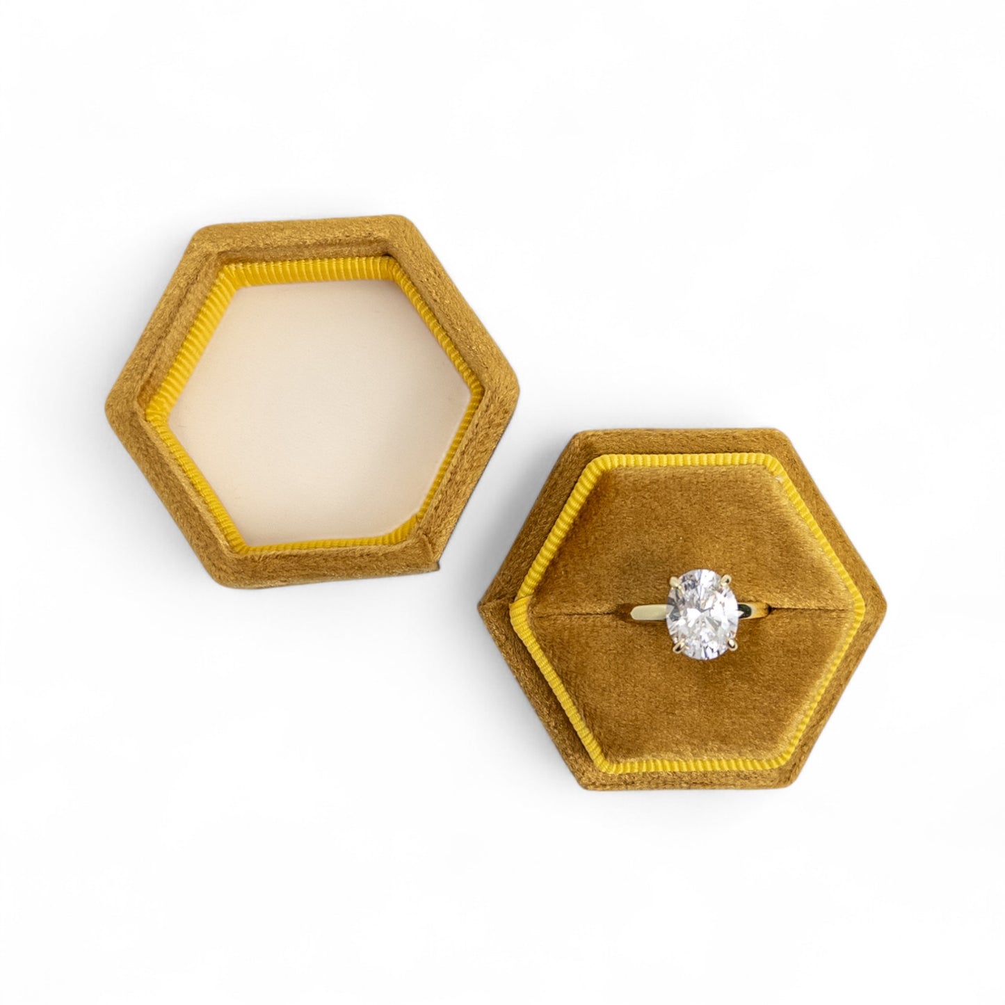 Hexagon Velvet Single Ring Box