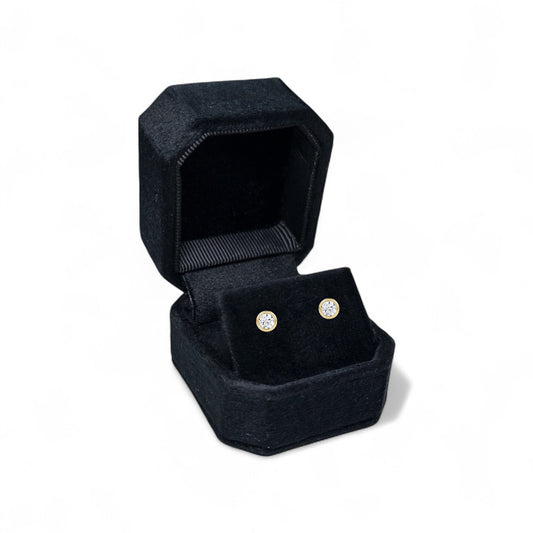 Black Cut Corner Square Velvet Stud Earring Box
