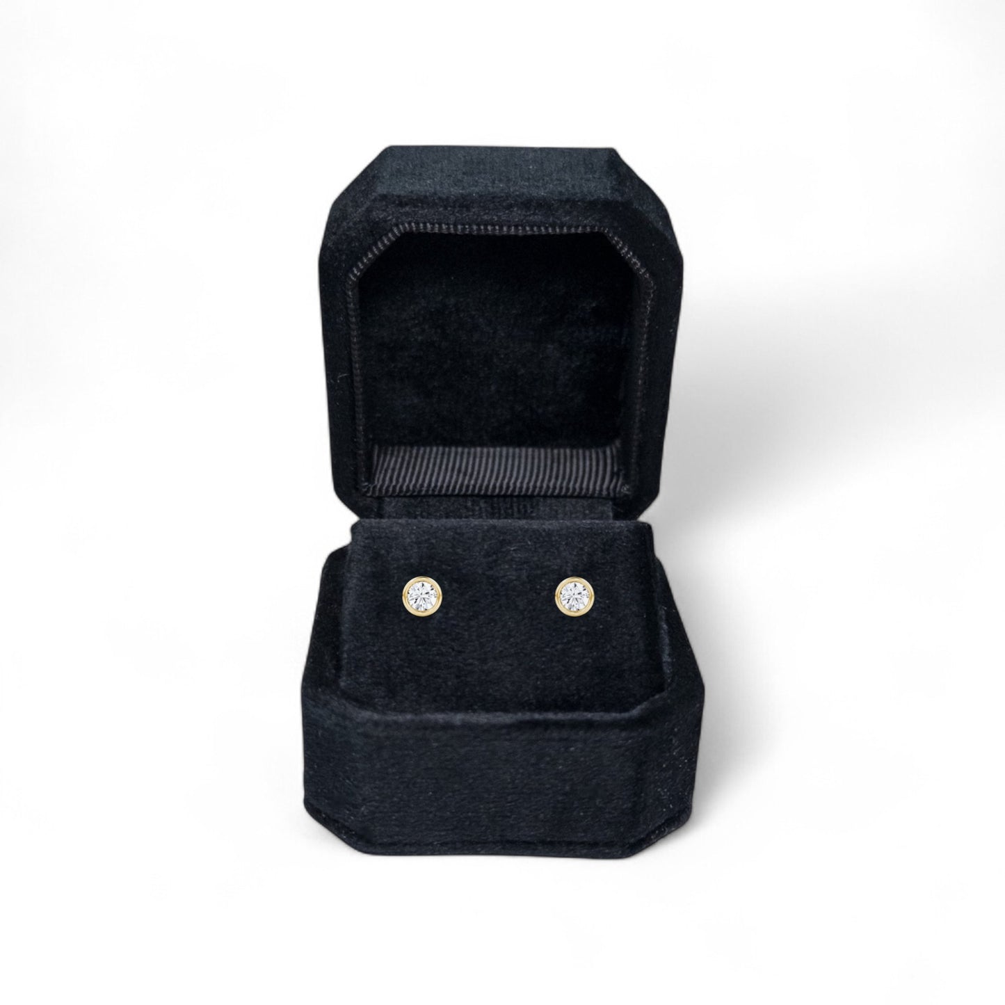 Black Cut Corner Square Velvet Stud Earring Box