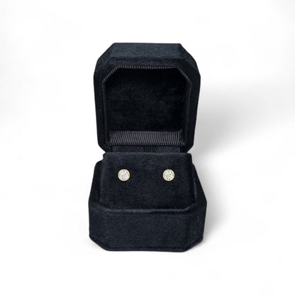 Black Cut Corner Square Velvet Stud Earring Box