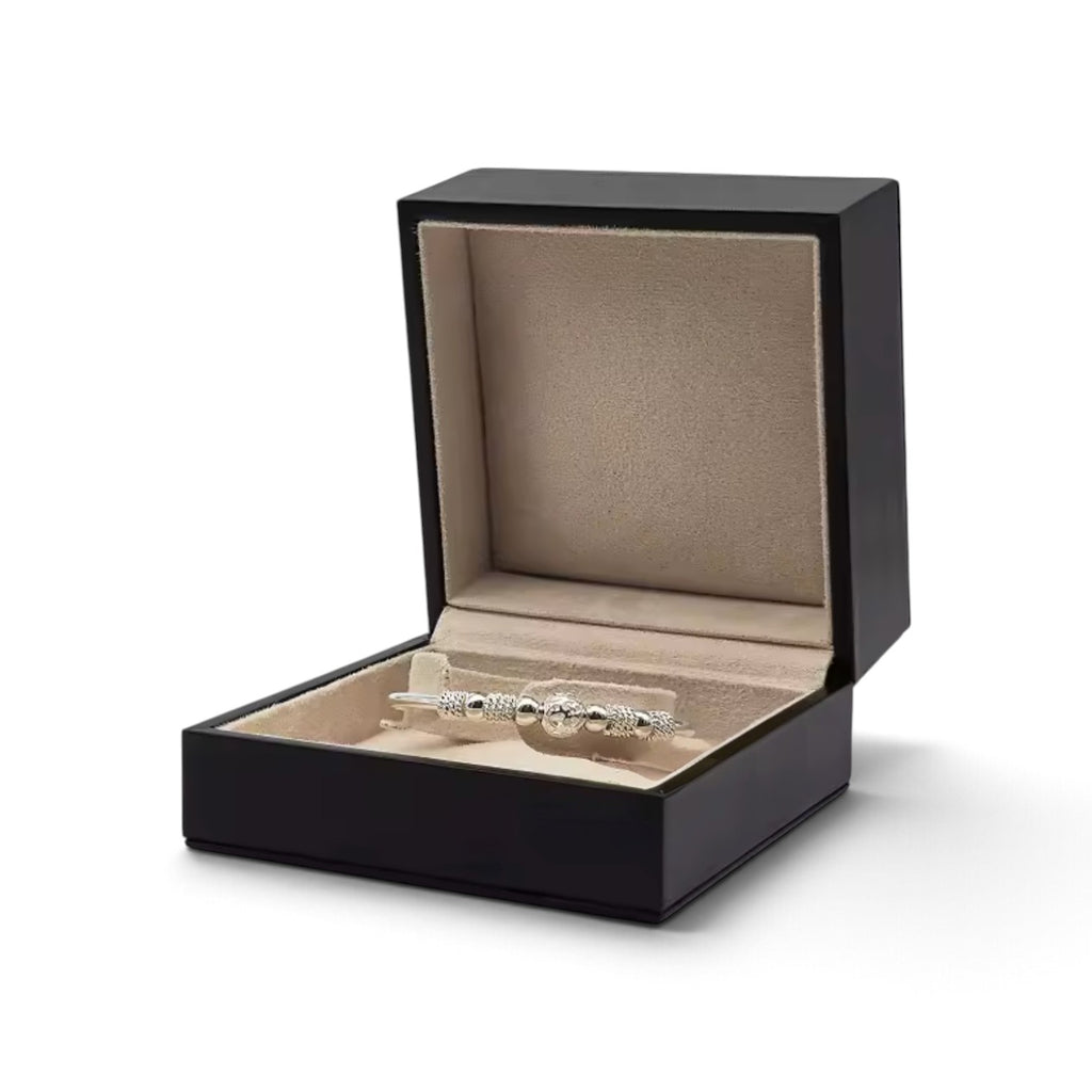 Black Faux Leather and Cream Suede Square Box Collection
