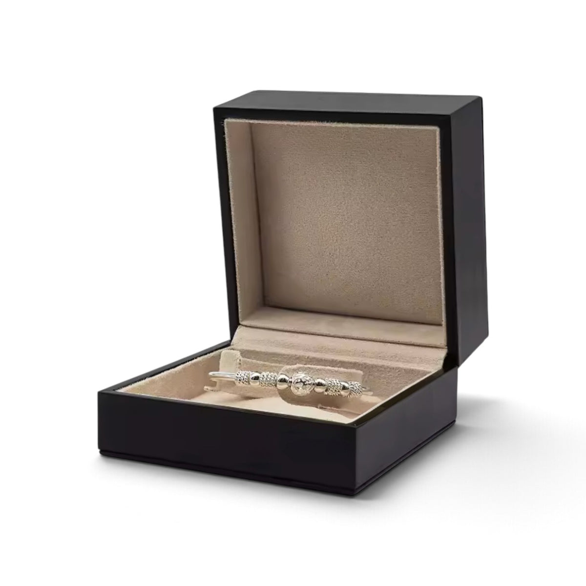 Black Faux Leather and Cream Suede Square Box Collection