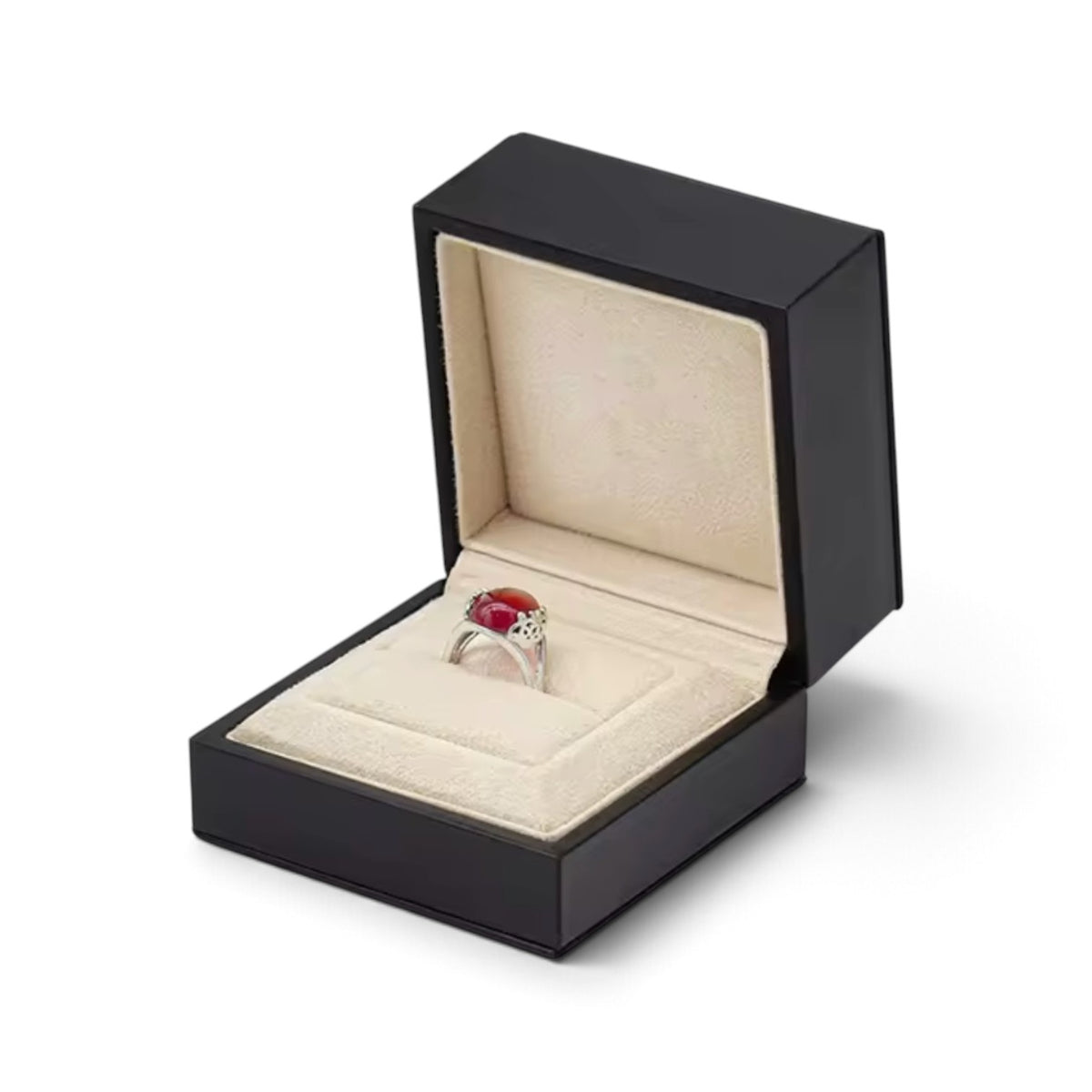Black Faux Leather and Cream Suede Square Box Collection