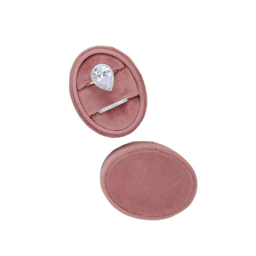 Oval Velvet Ring Box - Double