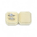 Cut Corner Square Velvet Ring Box - Double