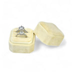 Cut Corner Square Velvet Ring Box - Double