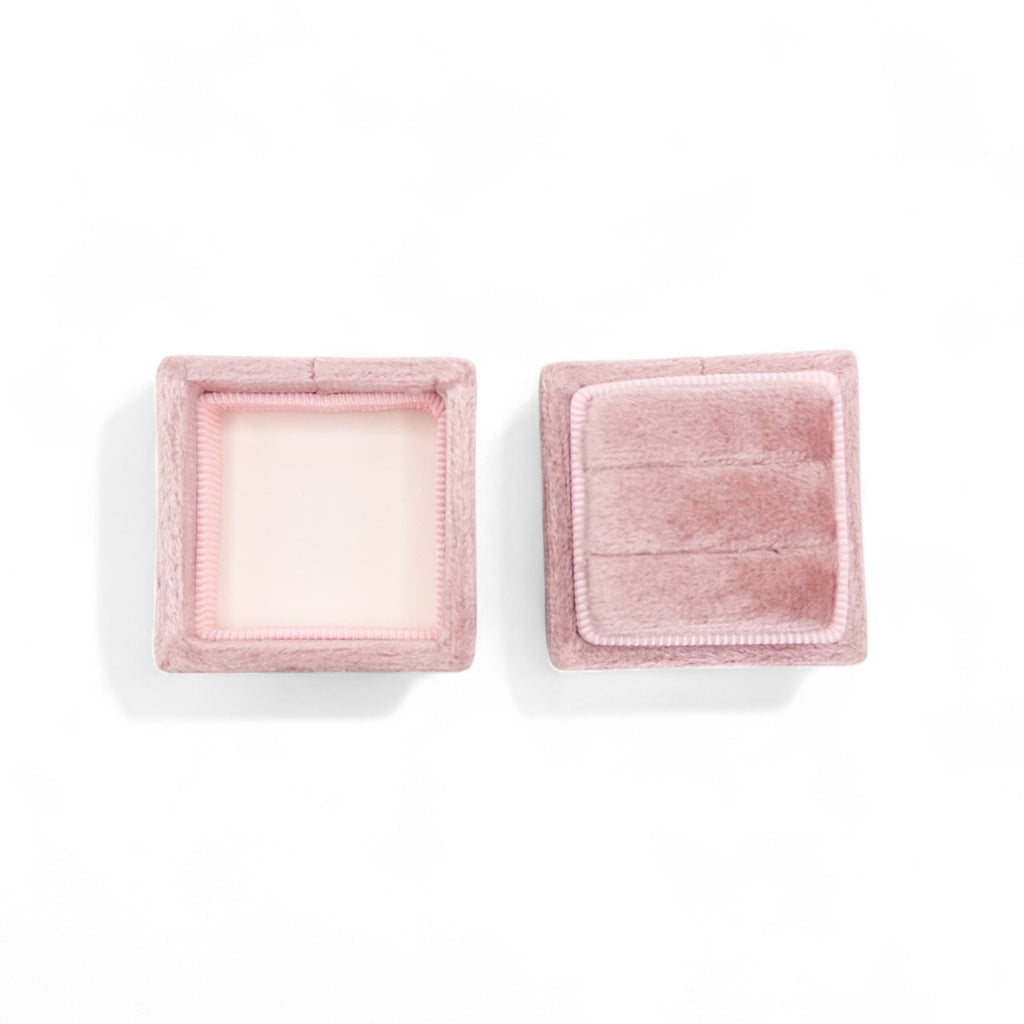Square Velvet Ring Box - Double