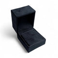 Black - Classic Hinge Square Velvet Single Ring Box