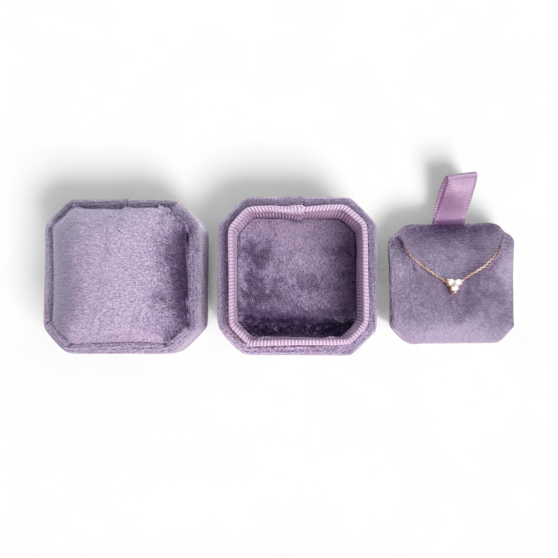 Small Cut Corner Square Velvet Necklace/Earring Box