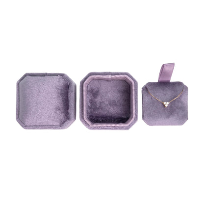 Small Cut Corner Square Velvet Necklace Box