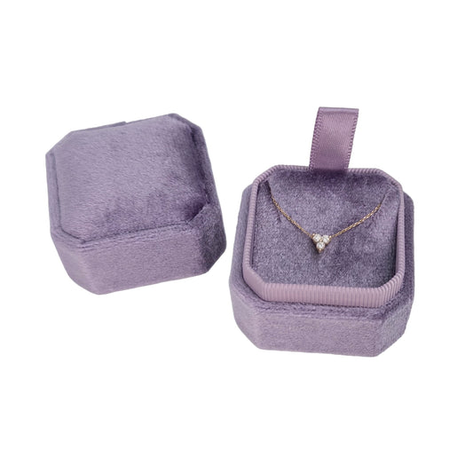 Small Cut Corner Square Velvet Necklace Box