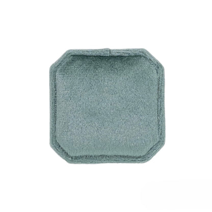 Aqua Blue Velvet Cut Corner Square Single Ring Box