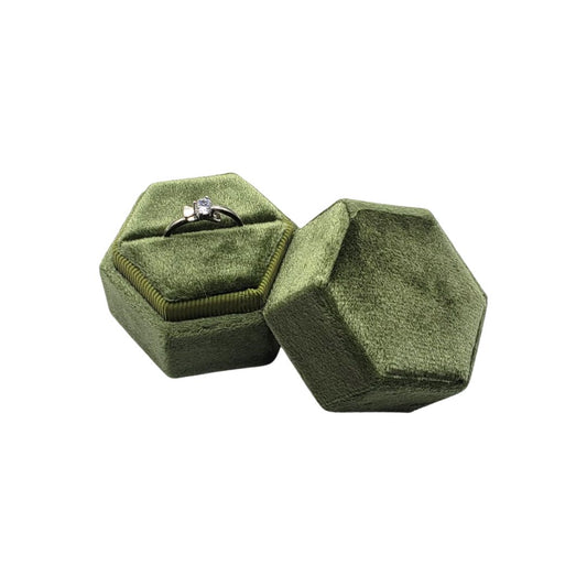 Hexagon Velvet Single Ring Box