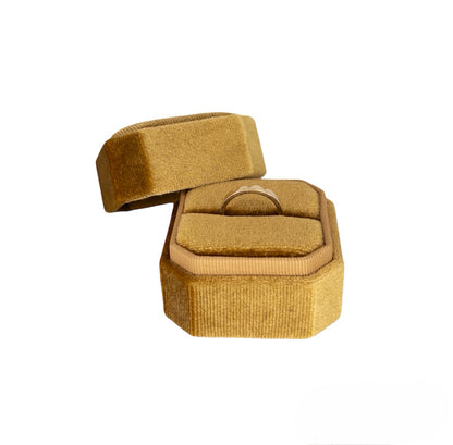 Golden Velvet Single Ring Box with Lid