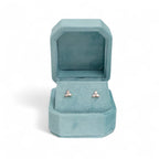 Cut Corner Square Velvet Stud Earring Box