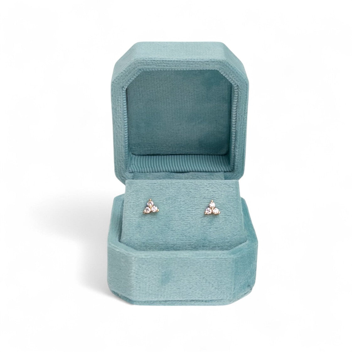 Cut Corner Square Velvet Stud Earring Box