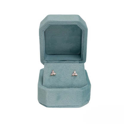 Cut Corner Square Velvet Stud Earring Box