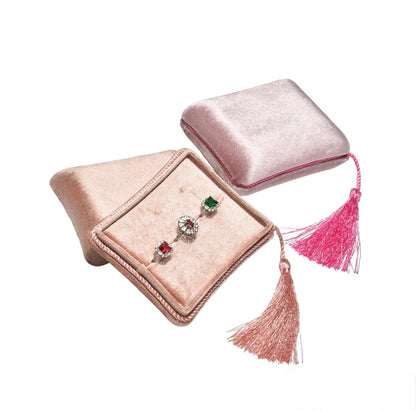 Pink Velvet Box with Tassel - Rectangle