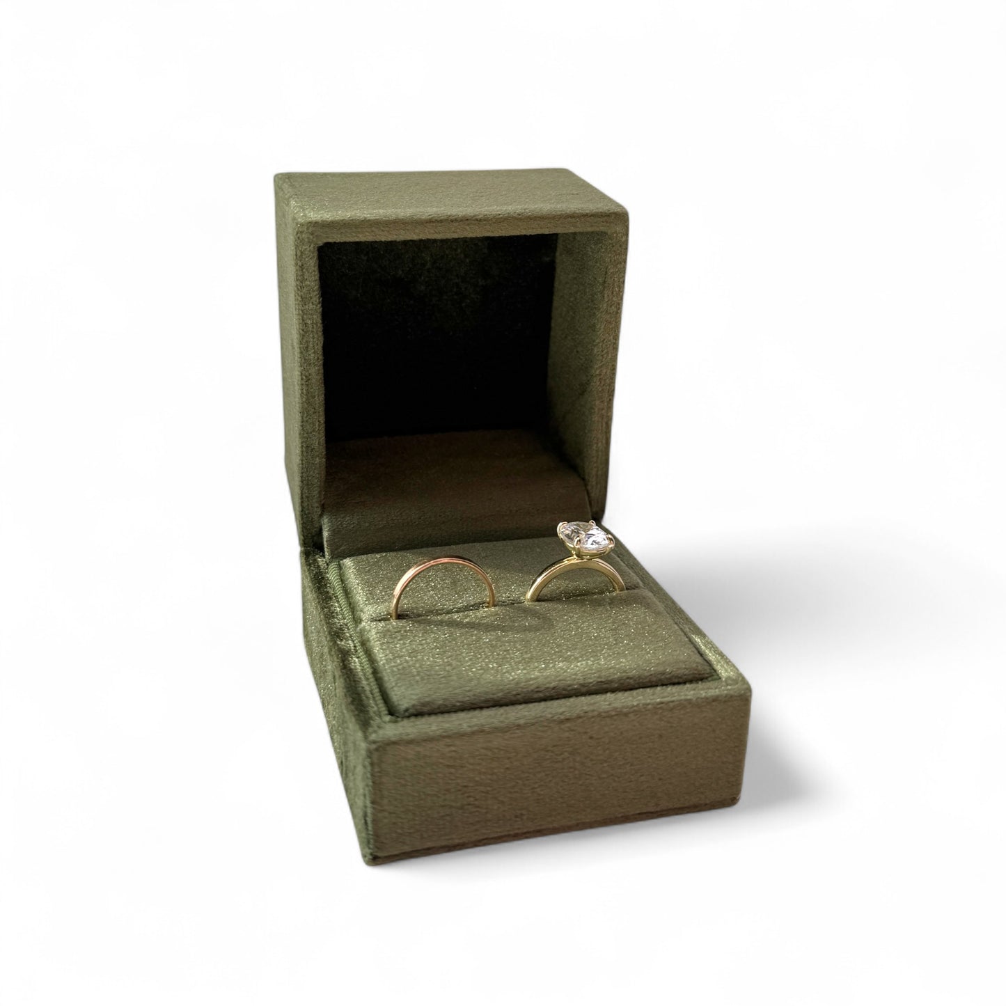 Customizable Classic Hinge Square Velvet Single Ring Box