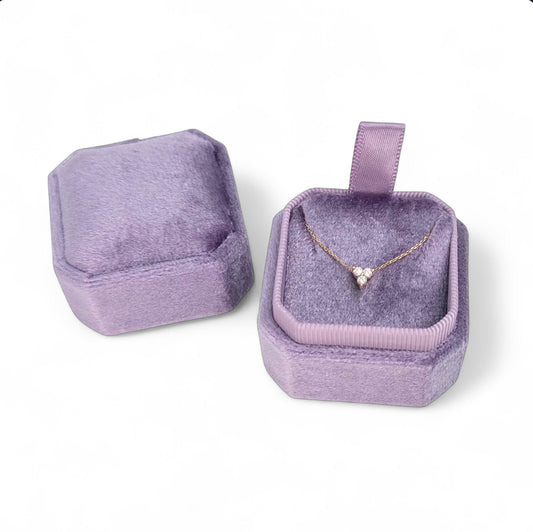 Small Cut Corner Square Velvet Necklace Box