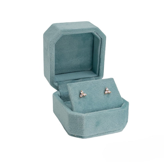 Cut Corner Square Velvet Stud Earring Box