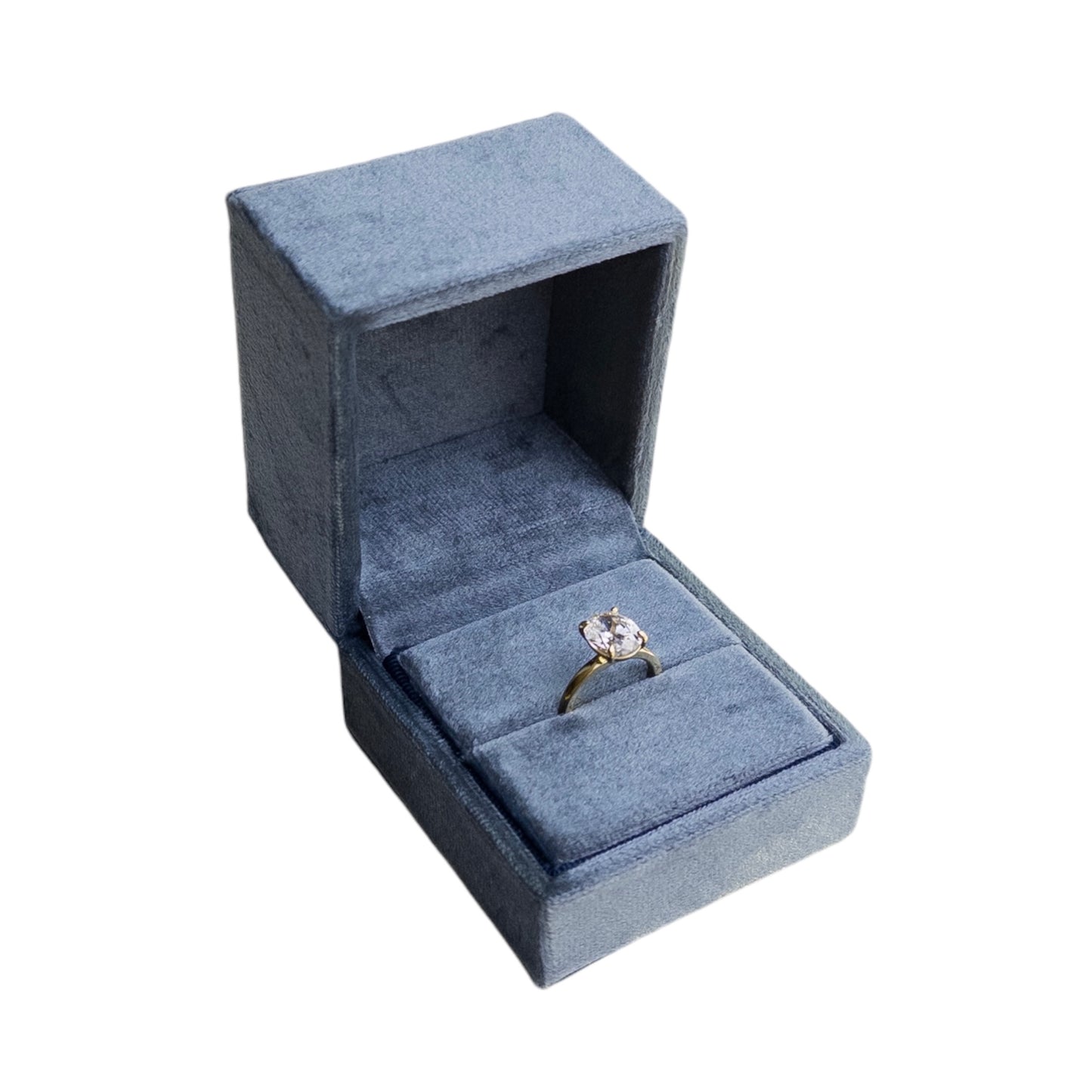 Grey Blue - Classic Hinge Square Velvet Single Ring Box – Cajitas & Co