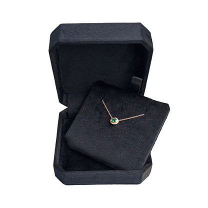 Black Cut Corner Square Hinged Velvet Necklace Box