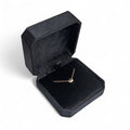 Black Cut Corner Square Hinged Velvet Necklace Box