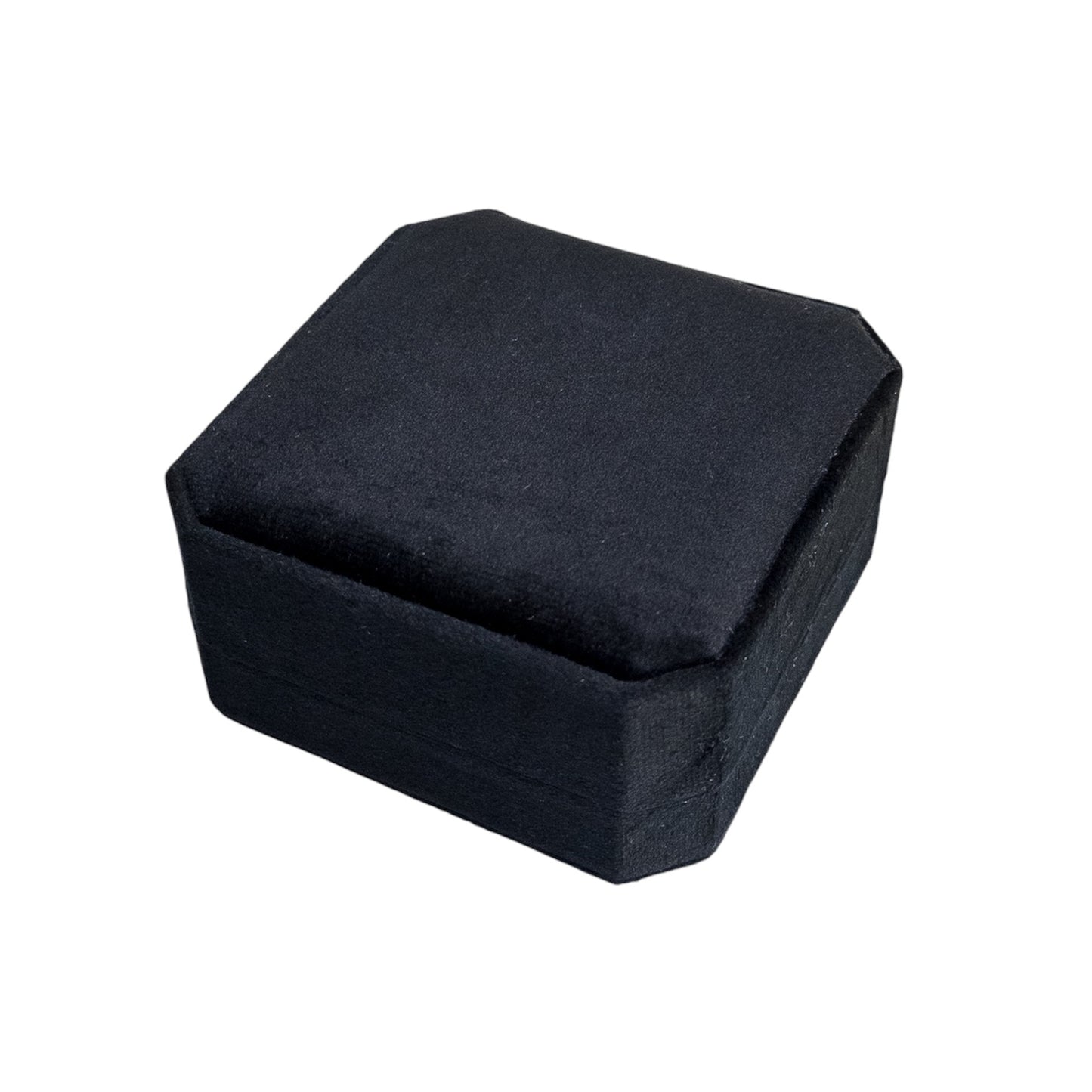 Black Cut Corner Square Hinged Velvet Necklace Box