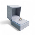 Light Blue - Classic Hinge Square Velvet Single Ring Box