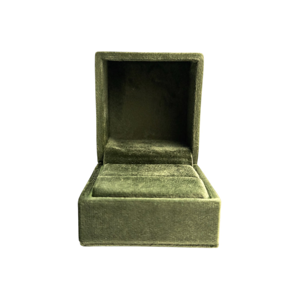 Classic Hinge Square Velvet Ring Box