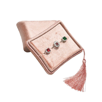 Peach Velvet Box with Tassel - Rectangle